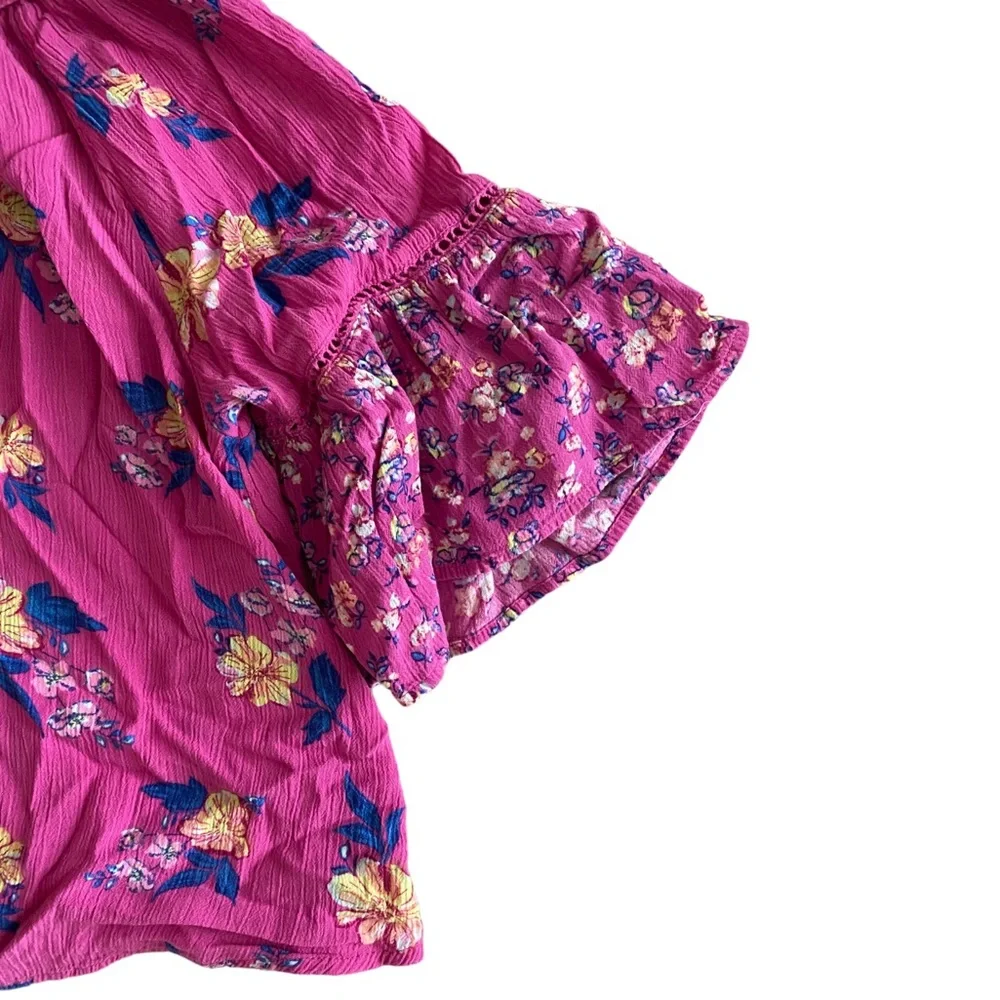 Justice | Girls Pink Floral Top with bell sleeves Size L (12/14)